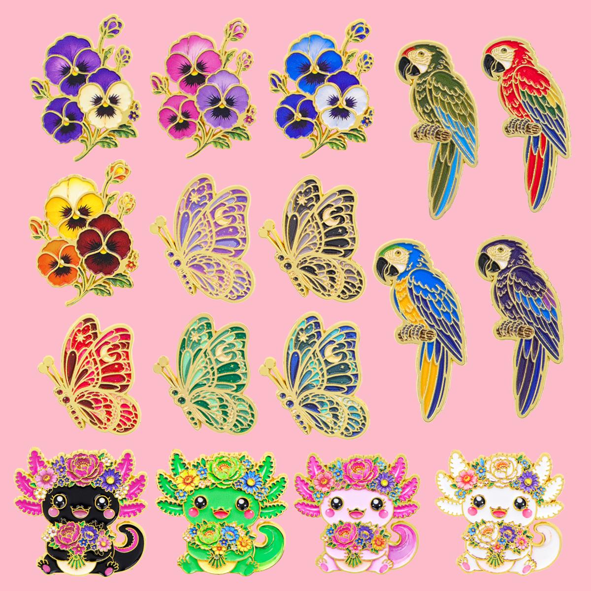 Plant Parenthood - Vibrant Floral Butterfly Parrot Metal Enamel